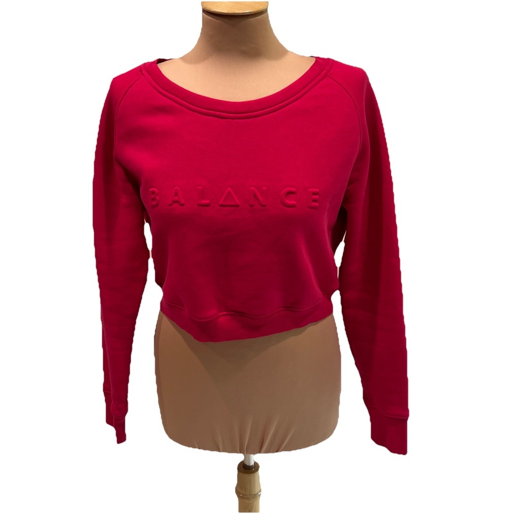 Balance Athletica Essence Cropped Crewneck Sweatshirt Fuchsia Pink